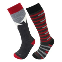 Lorpen Kids 2-Pack Ski Socks -Utah Ski Gear USG LORPEN KIDS 2 PACK RED